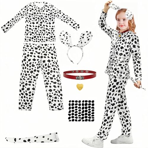Boyigog Gepunktetes Hunde-Kostüm für Kinder, mit Hose, Liebeshalsband, Kopfbedeckung, Schwanzaufkleber, Halloween, Karneval, gepunkteter Hund, Kostüm, Cosplay, Tier-Party-Kostüm, 6 Stück Boyigog Gepunktetes Hunde-Kostüm für Kinder, mit Hose, Liebeshalsband, Kopfbedeckung, Schwanzaufkleber, Halloween, Karneval, gepunkteter Hund, Kostüm, Cosplay, Tier-Party-Kostüm, 6 Stück von Boyigog