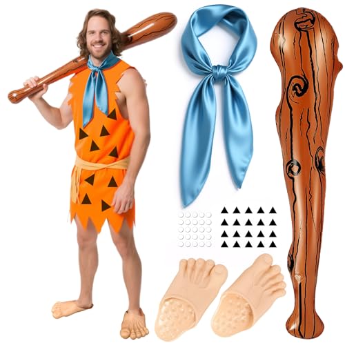 Boyigog Höhlenmensch Kostüm Steinzeit Männer für Erwachsene mit Satin Blau Quadratischer Schal, Fußabdeckung, Aufblasbarer Holzstab, Aufkleber, Höhlenmensch Kostüme für Halloween Karneval Cosplay Boyigog Höhlenmensch Kostüm Steinzeit Männer für Erwachsene mit Satin Blau Quadratischer Schal, Fußabdeckung, Aufblasbarer Holzstab, Aufkleber, Höhlenmensch Kostüme für Halloween Karneval Cosplay von Boyigog