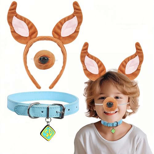 Boyigog Hundekostüm-Zubehör, 3-teilig, Hundeohren, Stirnband, Kostüm, Partyzubehör mit blauem Halsband, Nase, Halloween, Karneval, Cosplay, Party, Hundekostüm, Zubehör für Kinder und Erwachsene Boyigog Hundekostüm-Zubehör, 3-teilig, Hundeohren, Stirnband, Kostüm, Partyzubehör mit blauem Halsband, Nase, Halloween, Karneval, Cosplay, Party, Hundekostüm, Zubehör für Kinder und Erwachsene von Boyigog