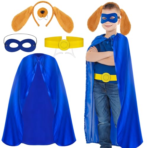 Boyigog Kinder-Hunde-Abenteuer-Kostüm-Set, 5-teilig, Hundeumhang mit Hundeohren, Stirnband, Nasengürtel, Augenklappe, Hundekostüm, Zubehör für Kinder, Halloween, Geburtstag, Tier, Cosplay, Party Boyigog Kinder-Hunde-Abenteuer-Kostüm-Set, 5-teilig, Hundeumhang mit Hundeohren, Stirnband, Nasengürtel, Augenklappe, Hundekostüm, Zubehör für Kinder, Halloween, Geburtstag, Tier, Cosplay, Party von Boyigog