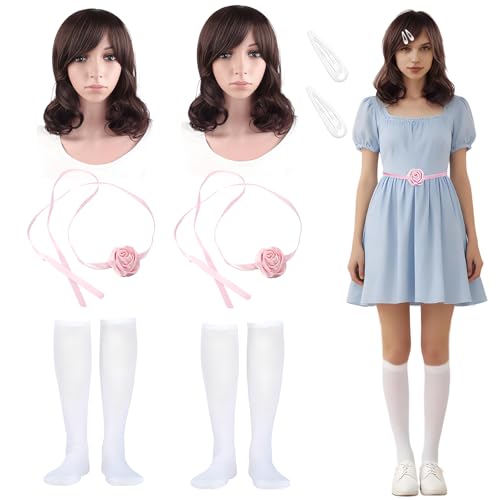 Boyigog Kostüm für Schwester, Erwachsene, gruselige Zwillinge, Zubehör, 8-teilig, mit Perücken, Haarspangen, Blumenbändern, Strümpfen, Halloween, Maskerade, Karneval, Cosplay, Erwachsenenkostüm Boyigog Kostüm für Schwester, Erwachsene, gruselige Zwillinge, Zubehör, 8-teilig, mit Perücken, Haarspangen, Blumenbändern, Strümpfen, Halloween, Maskerade, Karneval, Cosplay, Erwachsenenkostüm von Boyigog