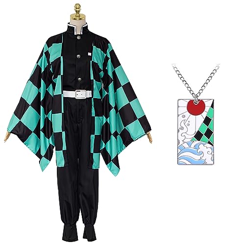 Boyigog Nezuko Tanjiro Cosplay Kostüm Set,Nezuko Kimono Outfits für Kinder Erwachsene,Anime Kostüm mit Bambus,Damen Karneval Party Fancy Dress von Boyigog