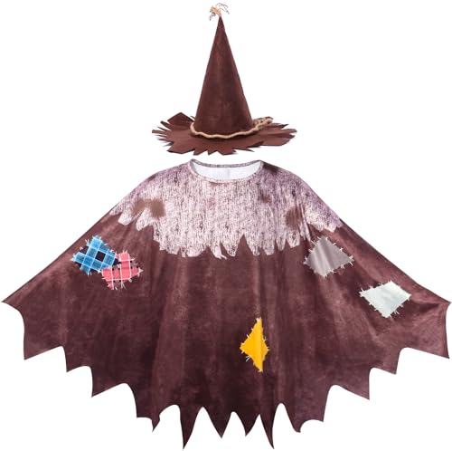 Boyigog Vogelscheuche Kostüm mit braunem Vogelscheuche Poncho und Hut für Damen, Vogelscheuchen Cosplay Dress Up Party Kostüm für Halloween Karneval Mottoparty Boyigog Vogelscheuche Kostüm mit braunem Vogelscheuche Poncho und Hut für Damen, Vogelscheuchen Cosplay Dress Up Party Kostüm für Halloween Karneval Mottoparty von Boyigog