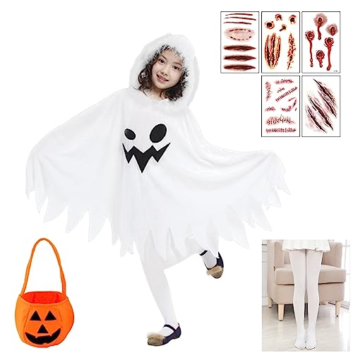 Boyigog Weißes Geister-Kostüm für Kinder, Halloween-Kostüm mit weißen Geistern, Umhang mit Hut, Kürbis-Süßigkeitentasche, Socken-Aufkleber, Halloween, Karneval, Cosplay, Geister-Kostüme für Kinder Boyigog Weißes Geister-Kostüm für Kinder, Halloween-Kostüm mit weißen Geistern, Umhang mit Hut, Kürbis-Süßigkeitentasche, Socken-Aufkleber, Halloween, Karneval, Cosplay, Geister-Kostüme für Kinder von Boyigog