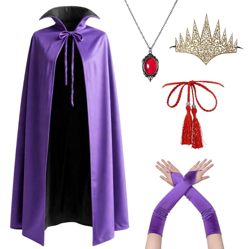 Boyigog Wicked Queen Cosplay-Kostüm, Halloween, Queens, Umhang, 6-teilig, mit Krone, Halskette, Handschuhe, Gürtel, Erwachsene, Halloween, Karneval, Cosplay, Wicked Queen, lila Umhang Boyigog Wicked Queen Cosplay-Kostüm, Halloween, Queens, Umhang, 6-teilig, mit Krone, Halskette, Handschuhe, Gürtel, Erwachsene, Halloween, Karneval, Cosplay, Wicked Queen, lila Umhang von Boyigog