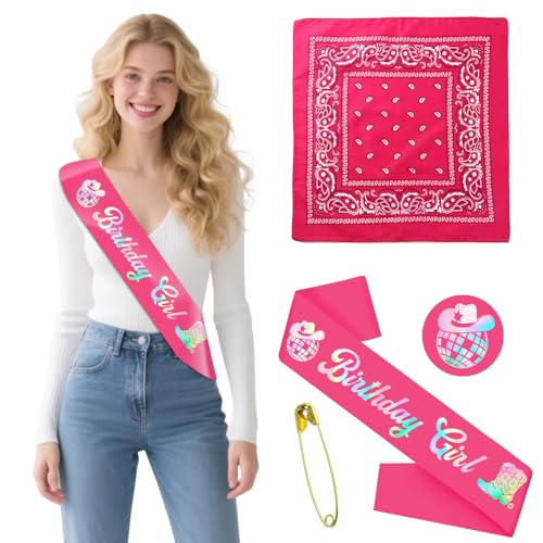 Pink Disco Cowgirl Geburtstag Party Gastgeschenke mit Cowgirl Schärpe Schultergurt quadratisch Western Retro Cowgirl Party Dekorationen Pink Supplies Pink Disco Cowgirl Geburtstag Party Gastgeschenke mit Cowgirl Schärpe Schultergurt quadratisch Western Retro Cowgirl Party Dekorationen Pink Supplies von Boyigog