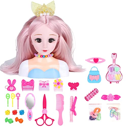 Bozaap 25Pcs Friseur Make-up Puppen für Kinder, Haarstyling Modell Puppenkopf Styling Spielset Spielzeug Haarschmuck Spielset für Mädchen Kinder von Bozaap