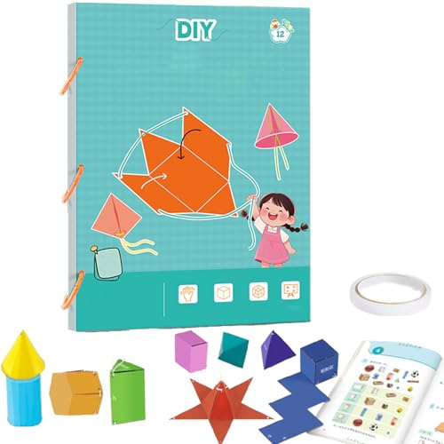 Interactive Pull String 3D Geometry Learning Book – Safe Braided Rope Design, Educational Geometry Play with 3D Shapes Models, Ideal for Geometry Learning & Education (12-Model) von Bpoeee