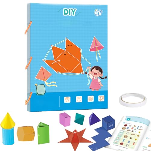 Interactive Pull String 3D Geometry Learning Book – Safe Braided Rope Design, Educational Geometry Play with 3D Shapes Models, Ideal for Geometry Learning & Education (15-Model) von Bpoeee
