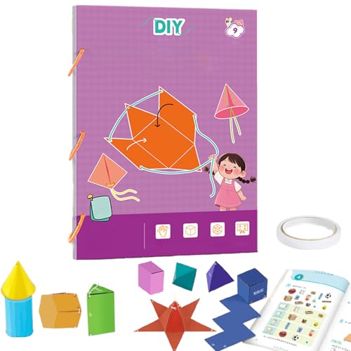 Interactive Pull String 3D Geometry Learning Book – Safe Braided Rope Design, Educational Geometry Play with 3D Shapes Models, Ideal for Geometry Learning & Education (9-Model) von Bpoeee