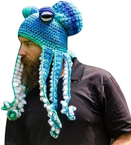 Bprtcra Handgewebte Gestrickte Mütze, Erwachsene Unisex Lustige Cartoon Octopus Lange Tentakel Augen Hut Cosplay Hut Party Requisiten (Tippe A) von Bprtcra