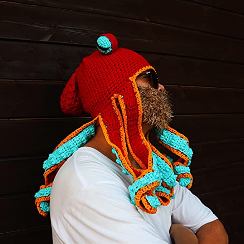 Bprtcra Handwoven Knitted Hat, Adult Unisex Funny Cartoon Winter Warm Octopus, Long Tentacles, Eyes Hat, Cosplay Hat, Party Props for Men and Women (Tippe N) von Bprtcra