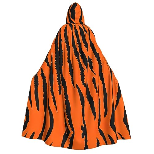 BrUgui Halloween-Umhang mit Kapuze, Hexenumhang, Erwachsenen-Kapuzenumhang, perfekt für Cosplay, Maskerade, orangefarbener Tiger-Leopard von BrUgui