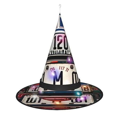 BrUgui LED-Hexenhut mit altem Nummernschild, leichter und tragbarer Halloween-Hexenhut für Halloween-Spielen und Maskeraden BrUgui LED-Hexenhut mit altem Nummernschild, leichter und tragbarer Halloween-Hexenhut für Halloween-Spielen und Maskeraden von BrUgui