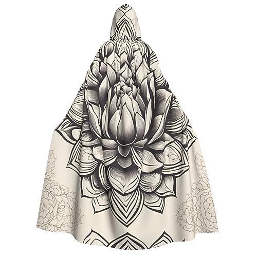 BrUgui Lotus Flower Namaste 1 mittelalterlicher roter Kapuzenumhang – Hexenkostüm für Erwachsene, perfekt für Halloween und Kostümpartys von BrUgui