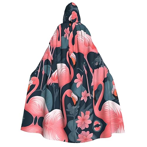 BrUgui Rosa Flamingos, mittelalterlicher roter Kapuzenumhang – Hexenkostüm für Erwachsene, perfekt für Halloween und Kostümpartys von BrUgui