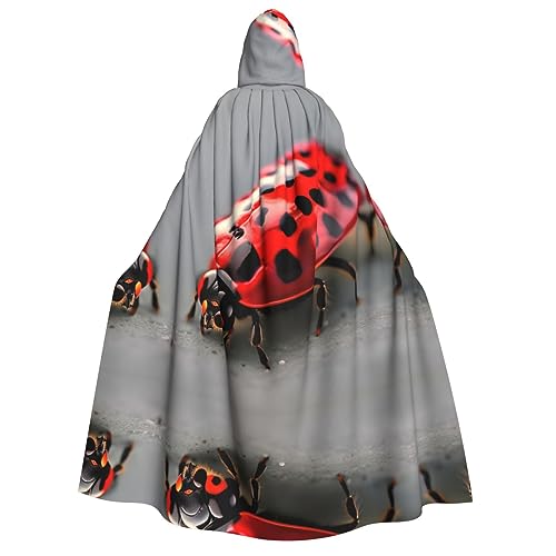 BrUgui Roter Marienkäfer Mittelalterlicher roter Kapuzenumhang – Hexenkostüm für Erwachsene, perfekt für Halloween und Kostümpartys von BrUgui