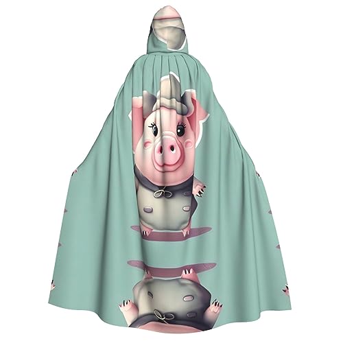 BrUgui Süßes Schwein Mittelalterlicher roter Kapuzenumhang – Hexenkostüm für Erwachsene, perfekt für Halloween und Kostümpartys von BrUgui