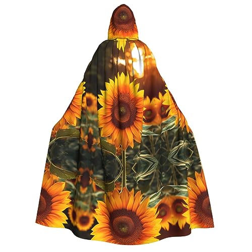 BrUgui Wunderschöner Sonnenblumen-Umhang mit mittelalterlicher roter Kapuze – Hexenkostüm für Erwachsene, perfekt für Halloween und Kostümpartys von BrUgui