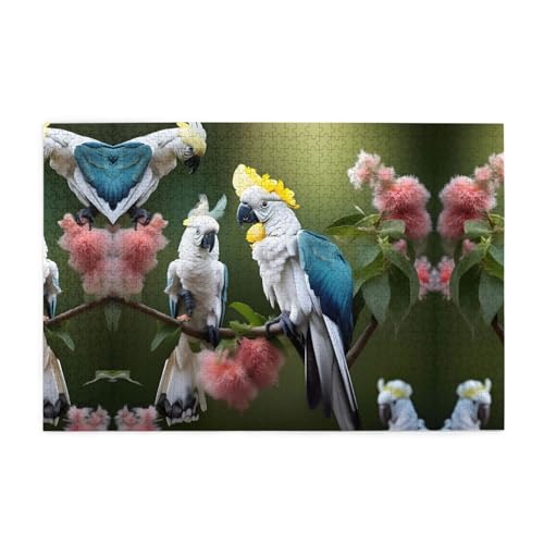 Personalisiertes Puzzle: Erstellen Sie ein individuelles Bilderpuzzle - Perfekt für Familienspaß und Geschenke Schöne Kakadu Vogel Blume von BrUgui