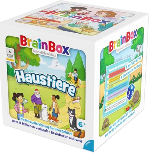 BRAINBOX 2024461 Haustiere, Lernspiel, Gedächtnisspiel, Quizspiel, Fragespiel für Erwachsene und Kinder ab 6 Jahren von Brain Box