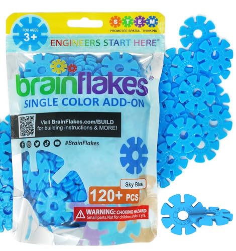 Brain Flakes Single Color Add-on - 120 Pieces - Resealable Pouch - Sky Blue von Brain Flakes