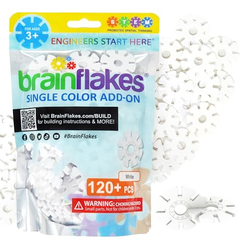 Brain Flakes Single Color Add-on - 120 Pieces - Resealable Pouch - White von Brain Flakes