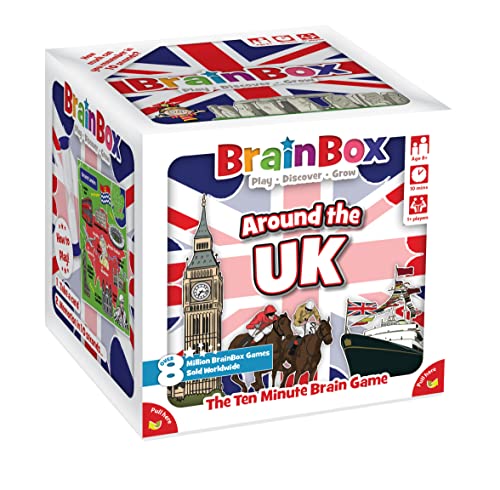 Brainbox Around The UK (Refresh 2022) Card Game Ages 8+ 1+ Players 10 Minutes Playing Time, GREG124429 von Brain Box