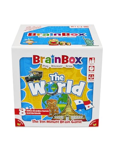 The Green Board Game Company , BrainBox The World (Refresh 2022) , Card Game , Ages 4+ , 1+ Players , 10+ Minutes Playing Time von Brain Box