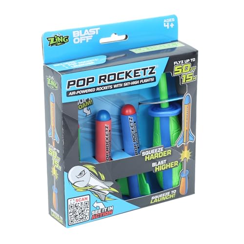 Brainstorm TOYS Zing Pop Rocketz | Luftbetriebene Raketen mit Sky High Flights von Brainstorm Toys