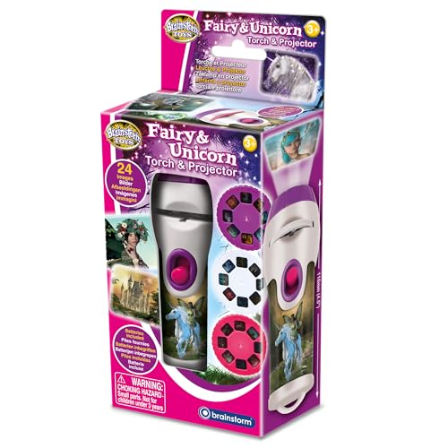 Brainstorm Toys STEM Fairy & Unicorn Taschenlampe und Projektor - 24 Fantasy-Bilder, projiziert klare magische Bilder bis zu 1 m Breite, interaktives Kinder-Taschenlampen-Spielzeug von Brainstorm Toys