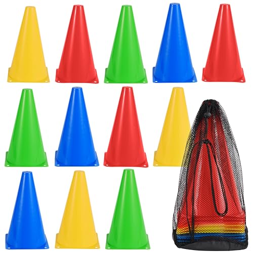 Bramble - 12 Stück Pylonen mit Tragetasche, Verkehrshütchen für Sport, Fußball, Kinder, Hunde, Training - 23cm von Bramble