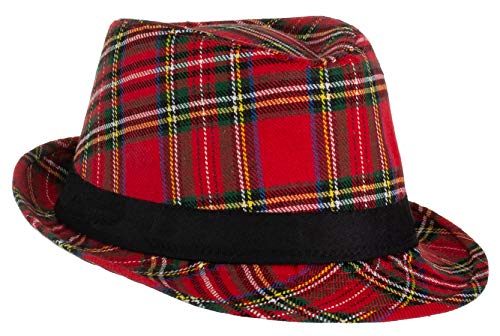 Brandsseller Karierter Hut mit schwarzem Einfassband Party Hut Kostuem Verkleidung Karneval Einheitsgröße von Brandsseller