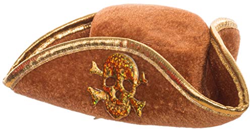 Brandsseller Karneval Kopfbeckung Mini Hut Kostüm Fasching Haarclip Damen Kopfschmuck Verkleidung Pirat Braun/Gold von Brandsseller