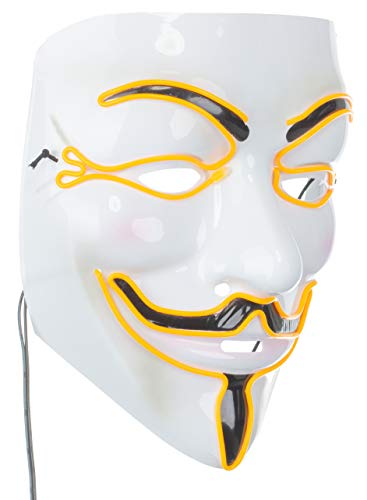 Brandsseller Karneval Maske Anonymous Party Maske Vendetta LED Beleuchtet Weiß/Gelb von Brandsseller