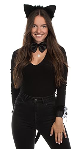 Brandsseller Katzen Set Deluxe Plüschhaarreif Samtohren Samtschwänzchen Satinfliege Satinplüscharmbänder mit weißer Schleife Schwarz Brandsseller Katzen Set Deluxe Plüschhaarreif Samtohren Samtschwänzchen Satinfliege Satinplüscharmbänder mit weißer Schleife Schwarz von Brandsseller