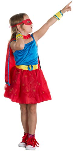 Brandsseller Mädchen Kostüm Superheldin Verkleidung Karneval Party Fasching S (4-6 Jahre) von Brandsseller
