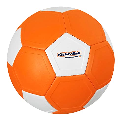 Original KickerBall 2.0 von Swerve Ball, Verstärkte Nähte, Spezieller Fußball für extreme Kurven, Federleicht, Aerodynamisch, Trickball mit Drall, Für Kinder und Erwachsene, Spielball Größe 4, Orange von Brandunit
