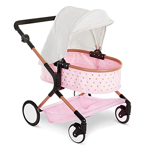 Babi Zwillingspuppenwagen Pink mit Sternen – Puppenwagen, Kinderwagen für 2 Baby Puppen – Kinder Spielzeug für Mädchen und Jungen ab 3 Jahre von Battat