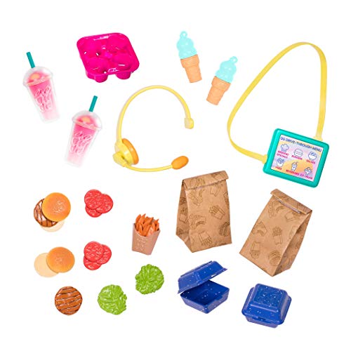 Glitter Girls Puppenzubehör – Drive-In-Restaurant Zubehör Set mit Burger, Pommes, Eis, Headset – Puppen Accessoires, Spielzeug für Kinder ab 3 Jahre von Glitter Girls