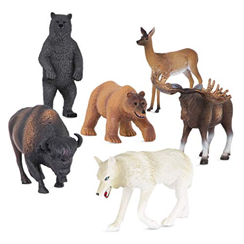 Terra 6 Waldtiere Figuren – Bären, Reh, Wolf, Elch, Bison – Realistische Tierfiguren Set, Kinder Spielzeug für Mädchen und Jungen ab 3 Jahre von Terra by Battat