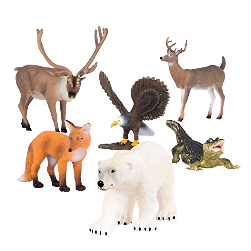 Terra 6 Tiere Figuren – Alligator, Eisbär, Rentier, Fuchs, Adler, Hirsch – Realistische Tierfiguren Set, Kinder Spielzeug ab 3 Jahre von Terra by Battat