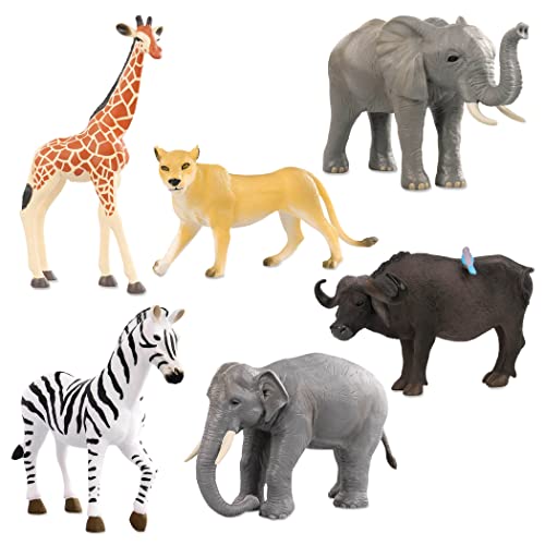 Terra by Battat – Wild Life Set – Realistic Plastic Animal Toy Figures with Elephant Toys for Kids 3+ (6 Pc) von Terra by Battat
