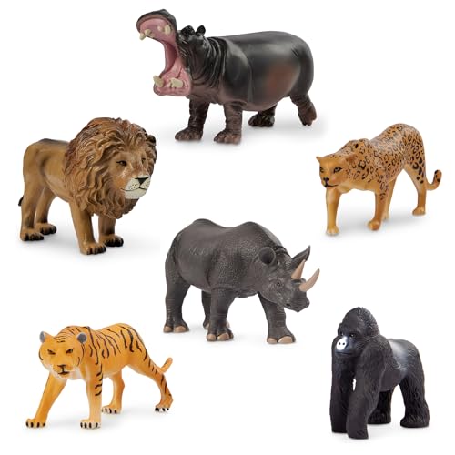 Terra by Battat 6 Wildtiere Figuren – Gorilla, Löwe, Tiger, Nilpferd, Jaguar, Nashorn – Realistische Tierfiguren Set, Kinder Spielzeug ab 3 Jahre von Terra by Battat