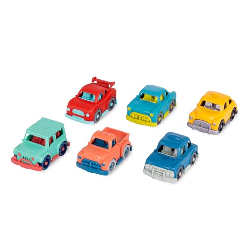 Wonder Wheels 6 Mini Autos – Kinder Spielzeug Indoor und Outdoor Sandkasten Sandspielzeug – Fahrzeuge für Mädchen und Jungen ab 1 Jahr von Battat