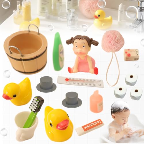 Brateuanoii 17 Stück Puppenhaus-Badezimmerzubehör, Miniatur Badezimmer Zubehör, Puppenhaus Badezimmer Miniatur Zubehör für Zwergentüren Und Puppenhäuser Im Maßstab 1:12, Kinder Ab 3 Jahren Brateuanoii 17 Stück Puppenhaus-Badezimmerzubehör, Miniatur Badezimmer Zubehör, Puppenhaus Badezimmer Miniatur Zubehör für Zwergentüren Und Puppenhäuser Im Maßstab 1:12, Kinder Ab 3 Jahren von Brateuanoii
