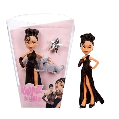 Bratz x Kylie Jenner - Night Modepuppe - Sammlerpuppe mit Abendkleid, Hund und Poster - für Kinder und Sammler ab 6 Jahren von Bratz