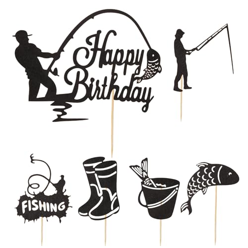 6 Stück Kuchendekorationen Happy Birthday Tortendeko Fisch Thema für Jungen und Herren DIY Angelzubehör für Geburtstag Kreative und Originelle Tortendeko für Fischliebhaber 6 Stück Kuchendekorationen Happy Birthday Tortendeko Fisch Thema für Jungen und Herren DIY Angelzubehör für Geburtstag Kreative und Originelle Tortendeko für Fischliebhaber von Bravien