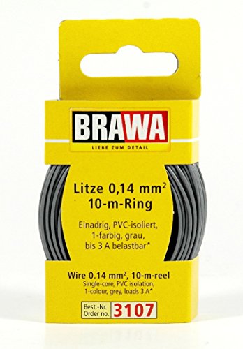 BRAWA 3107 Litze 0,14mm² 10m Ring grau von BRAWA