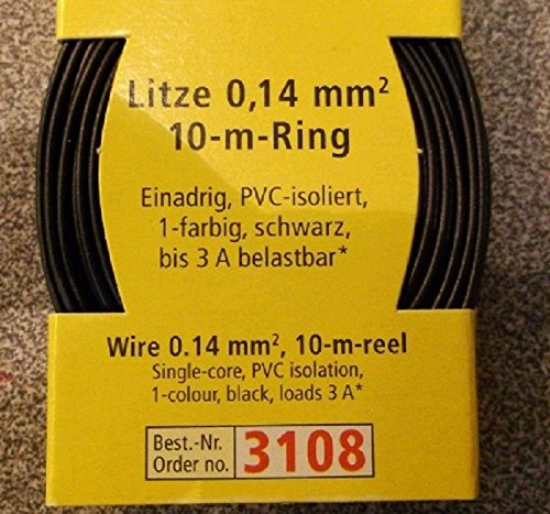 BRAWA 3108 Litze 0,14mm² 10m Ring schwarz von BRAWA